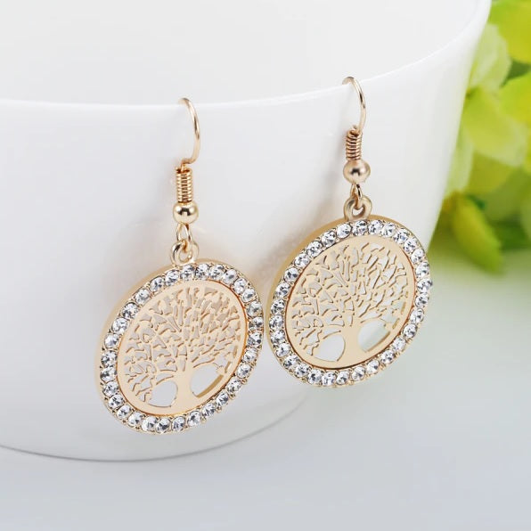 Tree of Life Earrings in Rose Gold