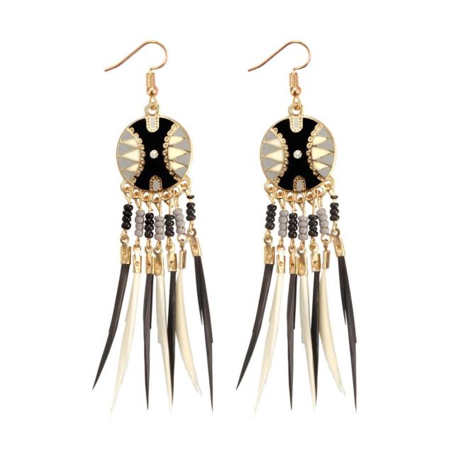 Boucle d'Oreille Ethnique Africaine noir