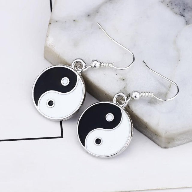 Yin Yang Silver Earring