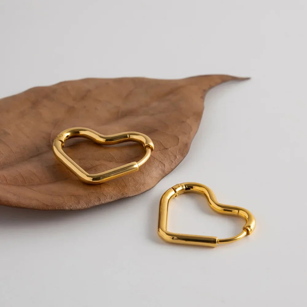 Heart Hoop Earrings for Women in Gold