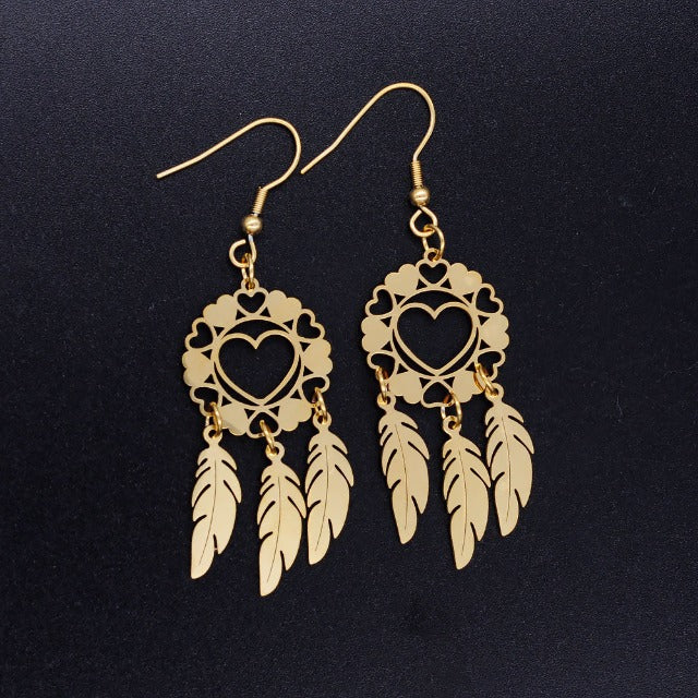Heart Dreamcatcher Earrings gold