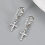 Earrings with Gold & Silver Cross silver