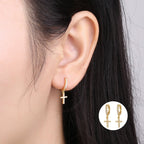 Earrings with Gold & Silver Cross gold