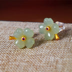 Boucles d'Oreilles Clou avec Trèfle à 4 Feuilles