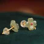 Boucles d'Oreilles Clou avec Trèfle à 4 Feuilles