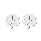 Boucles d'Oreilles Clou avec Trèfle à 4 Feuilles Porte Bonheur argent