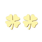 Boucles d'Oreilles Clou avec Trèfle à 4 Feuilles Porte Bonheur or