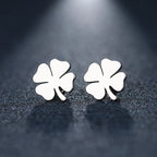 Boucles d'Oreilles Clou avec Trèfle à 4 Feuilles Porte Bonheur argent