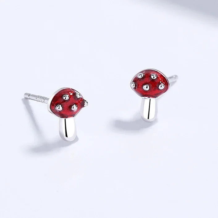 Boucles d'Oreilles Clou Champignon argent