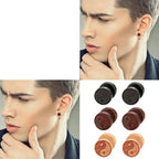 Men's Black Yin Yang Wooden Stud Earrings