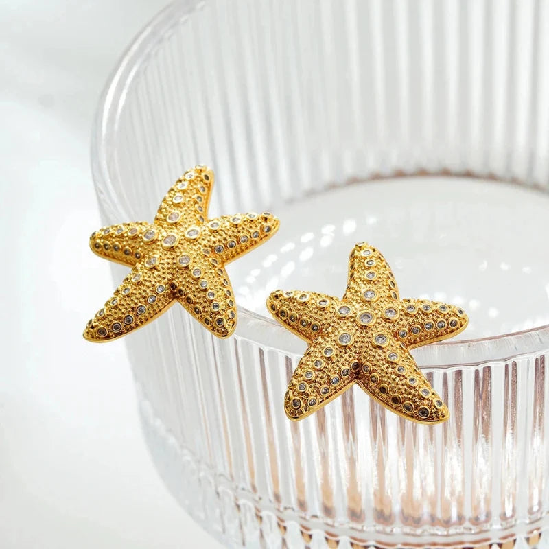 Shell and Starfish Stud Earrings for Women