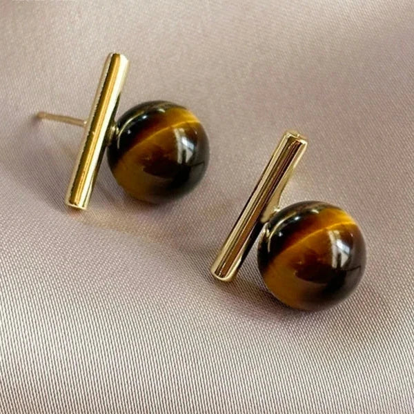 Tiger's Eye Women's Stud Earrings