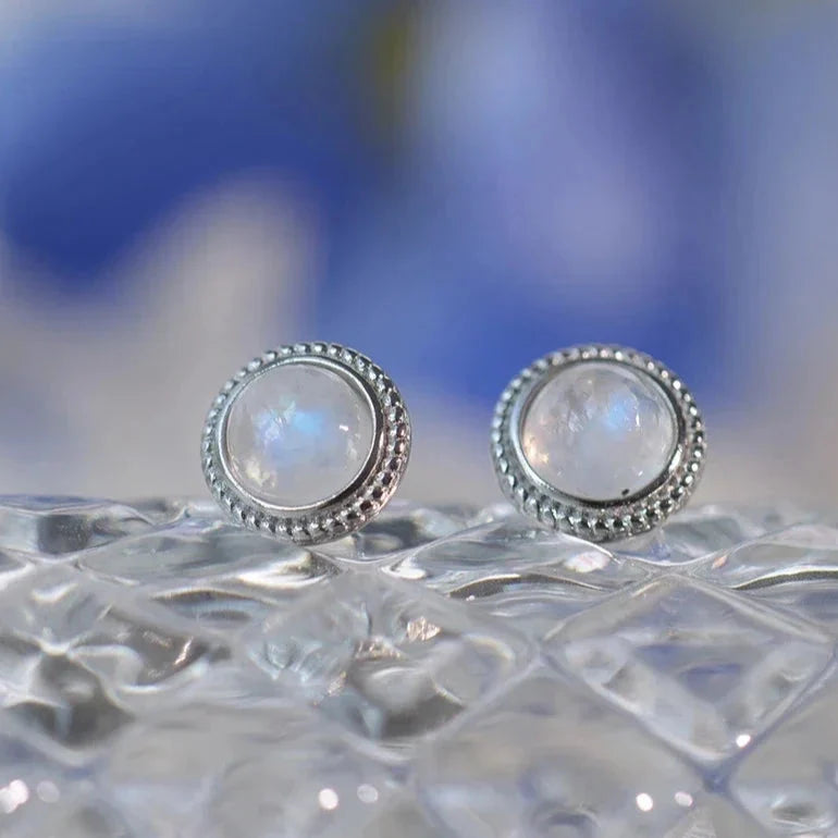 Boucles d'Oreilles Clou Femme Pierre de Lune
