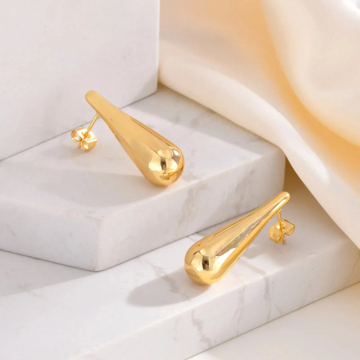 Fine Water Drop Stud Earrings