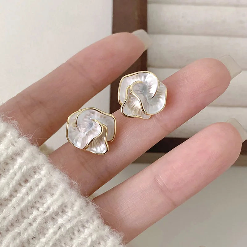 Camellia Flower Stud Earrings