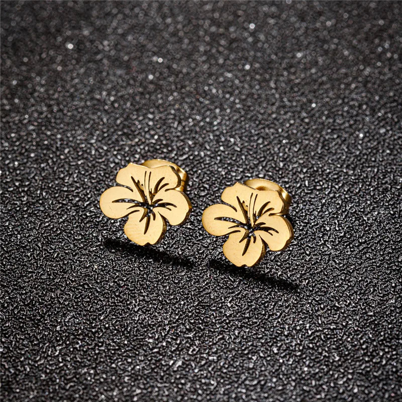 Women’s Flower Stud Earrings in Gold