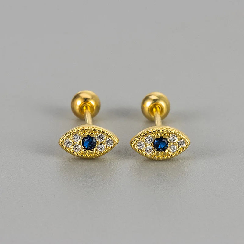 Crystal Evil Eye Stud Earrings or
