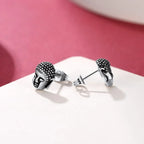 Boucles d'Oreilles Clou Tête de Bouddha argent