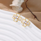 Boucles d'Oreilles Clou Trèfle à 4 Feuilles Porte Bonheur
