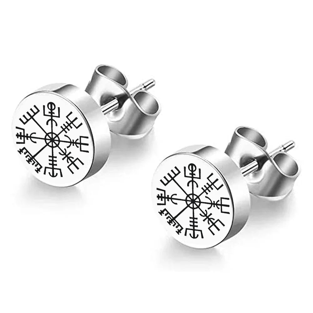 Vegvisir Viking Stud Earrings