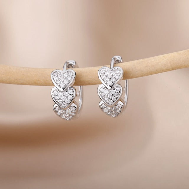Heart Earrings Gold - Silver silver