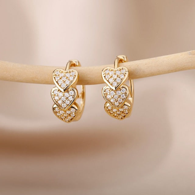 Heart Earrings Gold - Silver gold