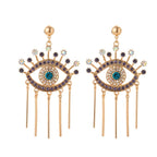 Boucles d'Oreilles Contre le Mauvais Oeil Bleu Grec Turc Mataki Matiasma style 1 doré