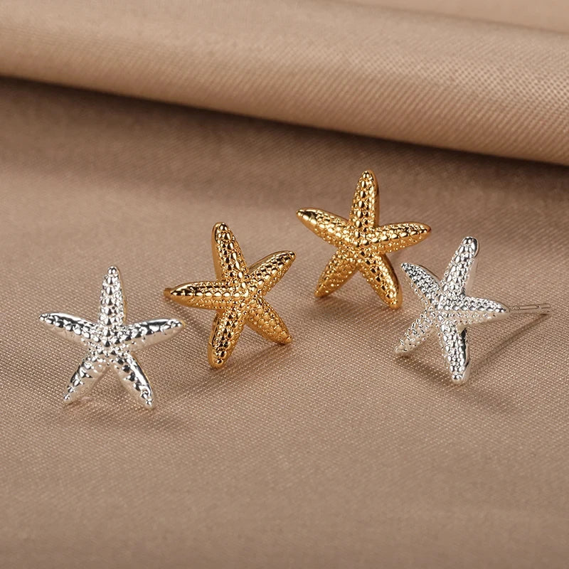 Shell earrings for women starfish silver
