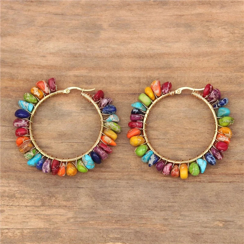 Women's 7 Chakra Hoop Earrings