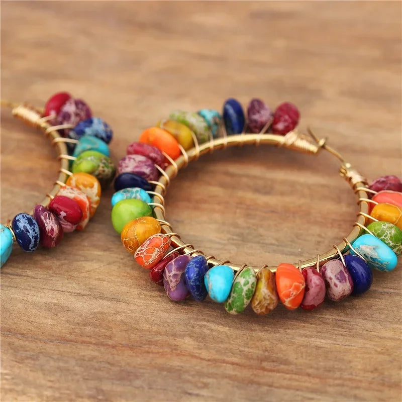 Women's 7 Chakra Hoop Earrings