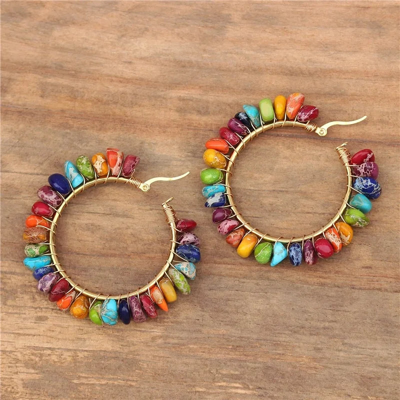 Women's 7 Chakra Hoop Earrings