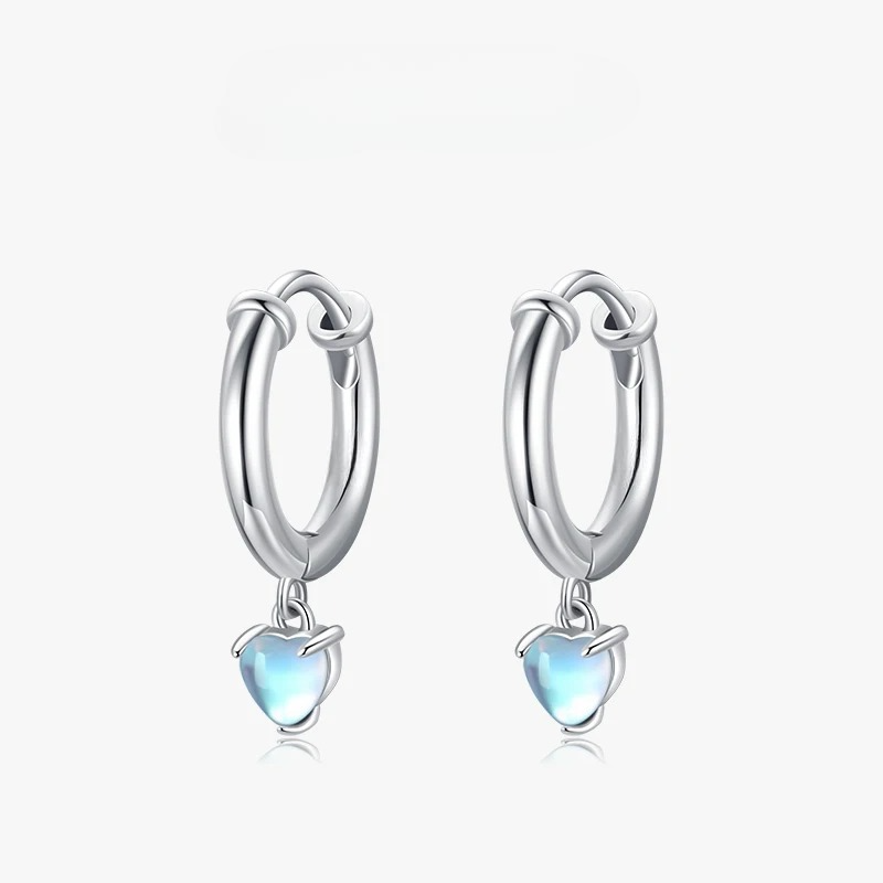 Moonstone Fertility Heart Hoop Earrings