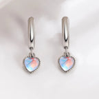Boucles d'Oreilles Créoles Coeur Pierre de Lune