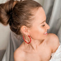 Серьги-кольца с красным кораллом