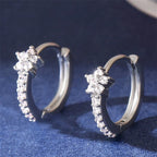 Boucles d'Oreilles Créoles Etoiles en Zircon argent