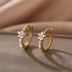 Boucles d'Oreilles Créoles Etoiles en Zircon or