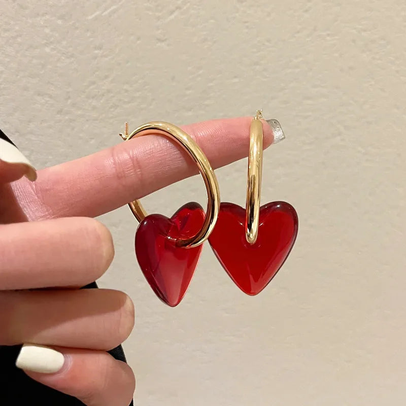 Women's Heart Hoop Earrings gold