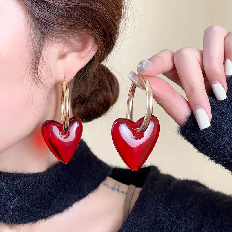 Women's Heart Hoop Earrings gold