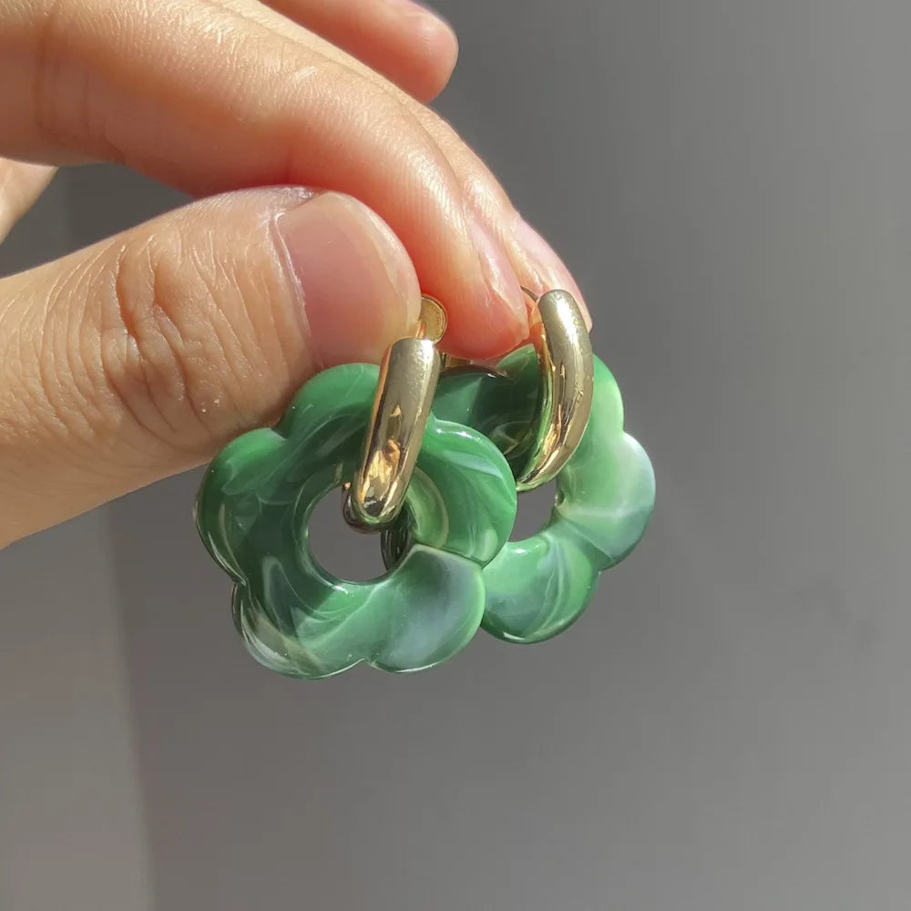 Resin Flower Hoop Earrings