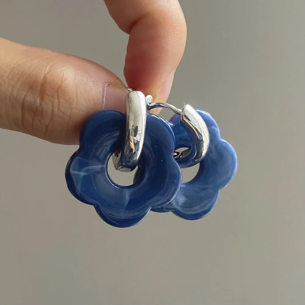 Resin Flower Hoop Earrings