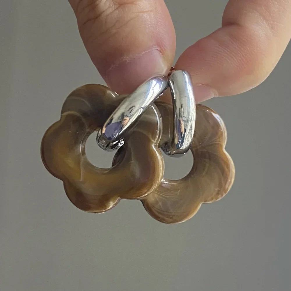 Resin Flower Hoop Earrings