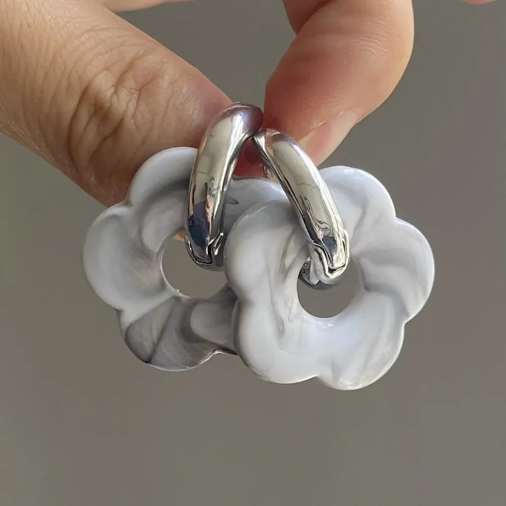 Resin Flower Hoop Earrings