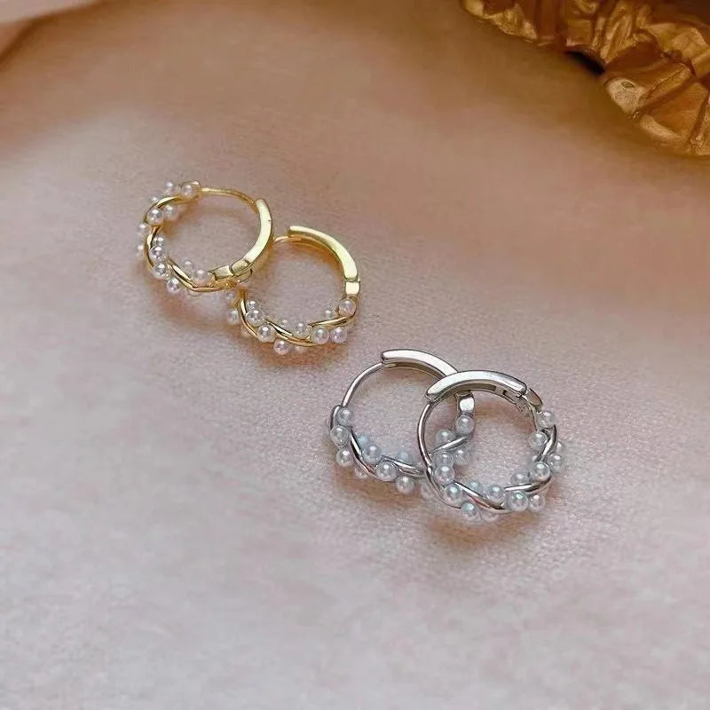 Women's Hoop Earrings with Silver Beads