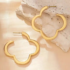 Boucles d'Oreilles Créoles Trèfle 4 feuilles