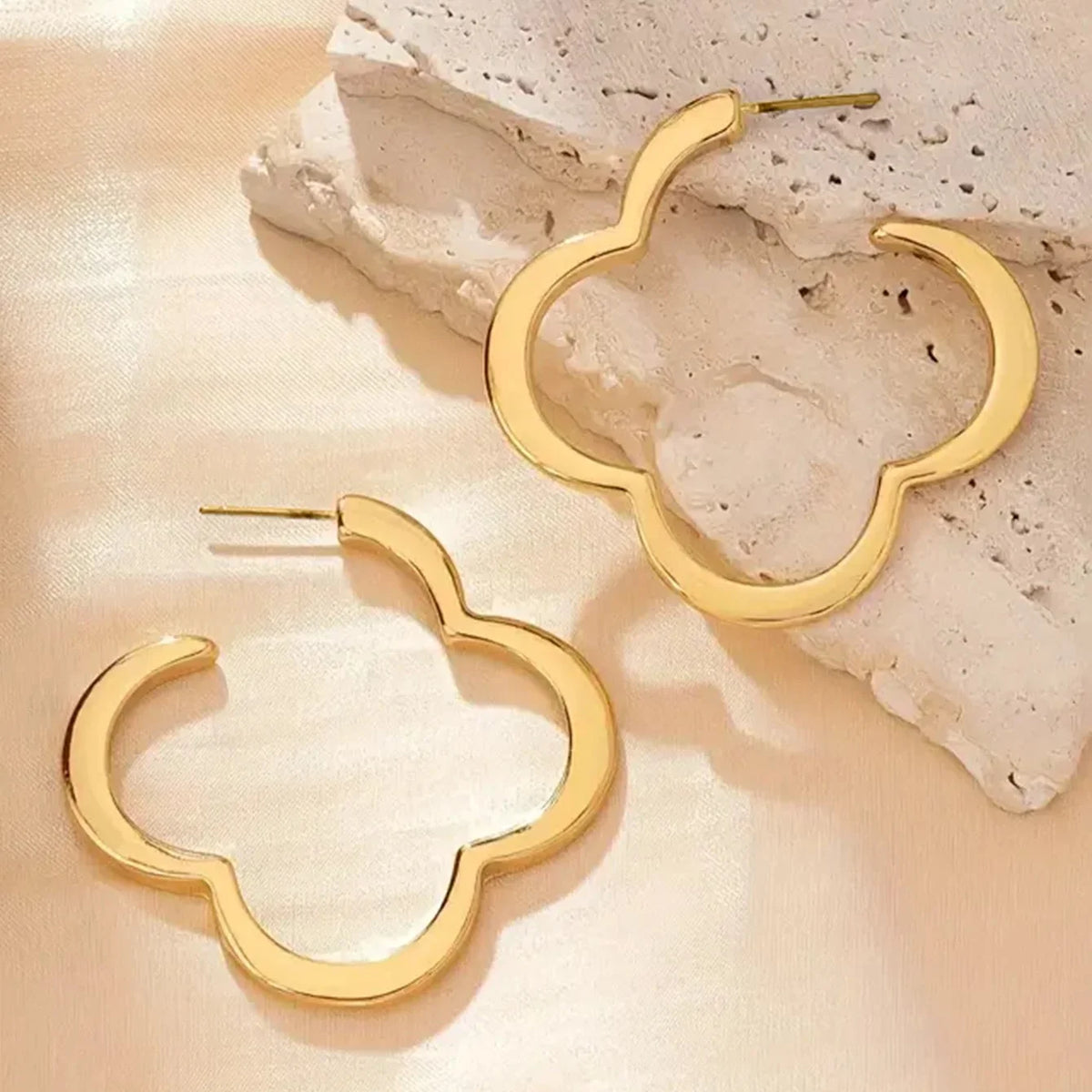 Boucles d'Oreilles Créoles Trèfle 4 feuilles