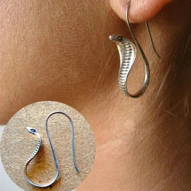 Серьги Египет Кобра серебро