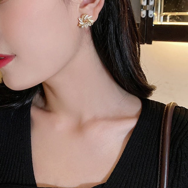 Gold Flower Earrings for Women