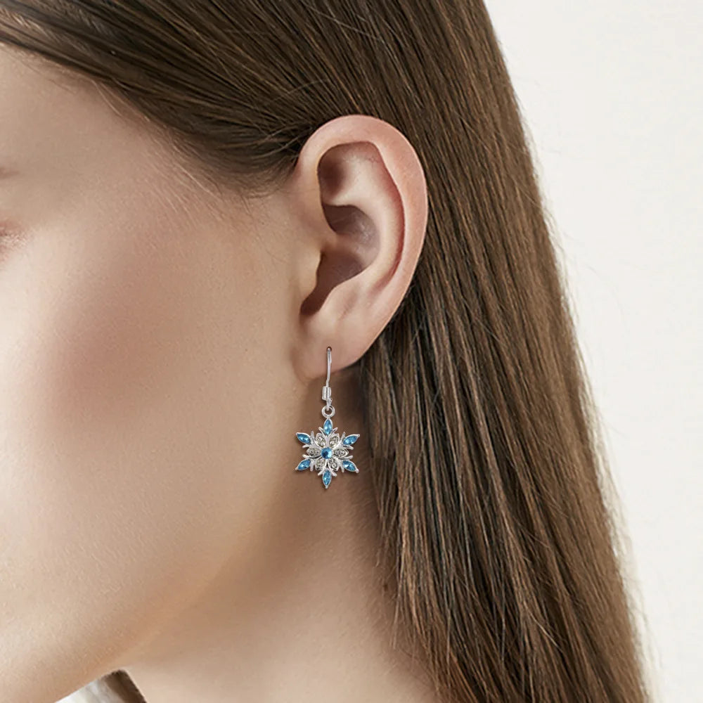 Snowflake Dangle Earrings with Zircon for Women style 1