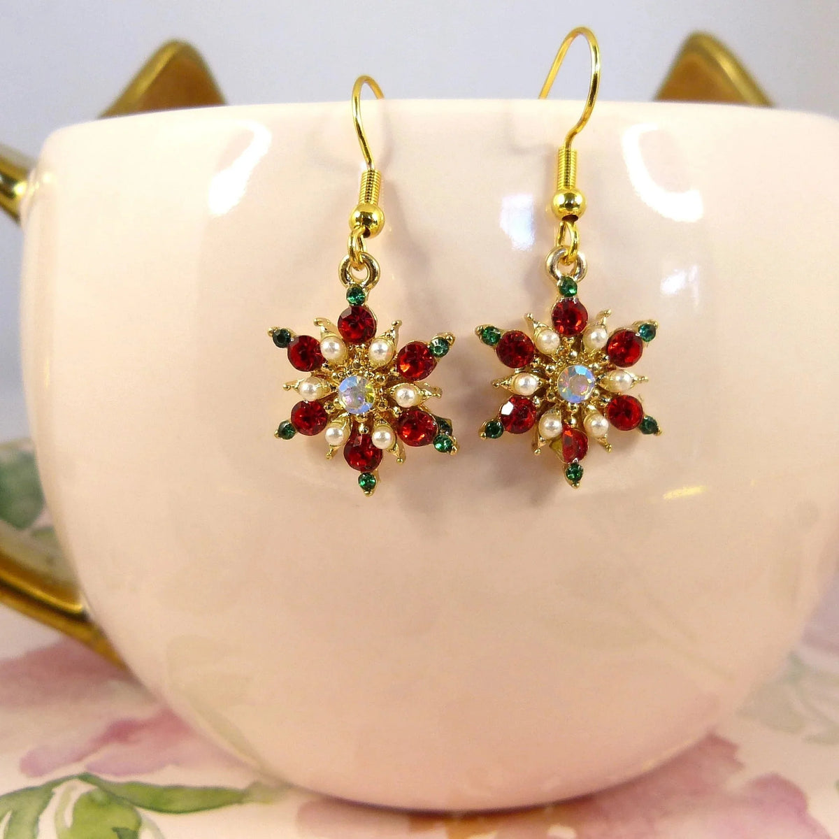 Snowflake Dangle Earrings with Zircon for Women style 5