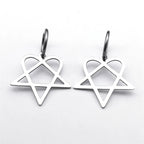 Goth Earrings "Heartagram" Silver Heart Pentagram